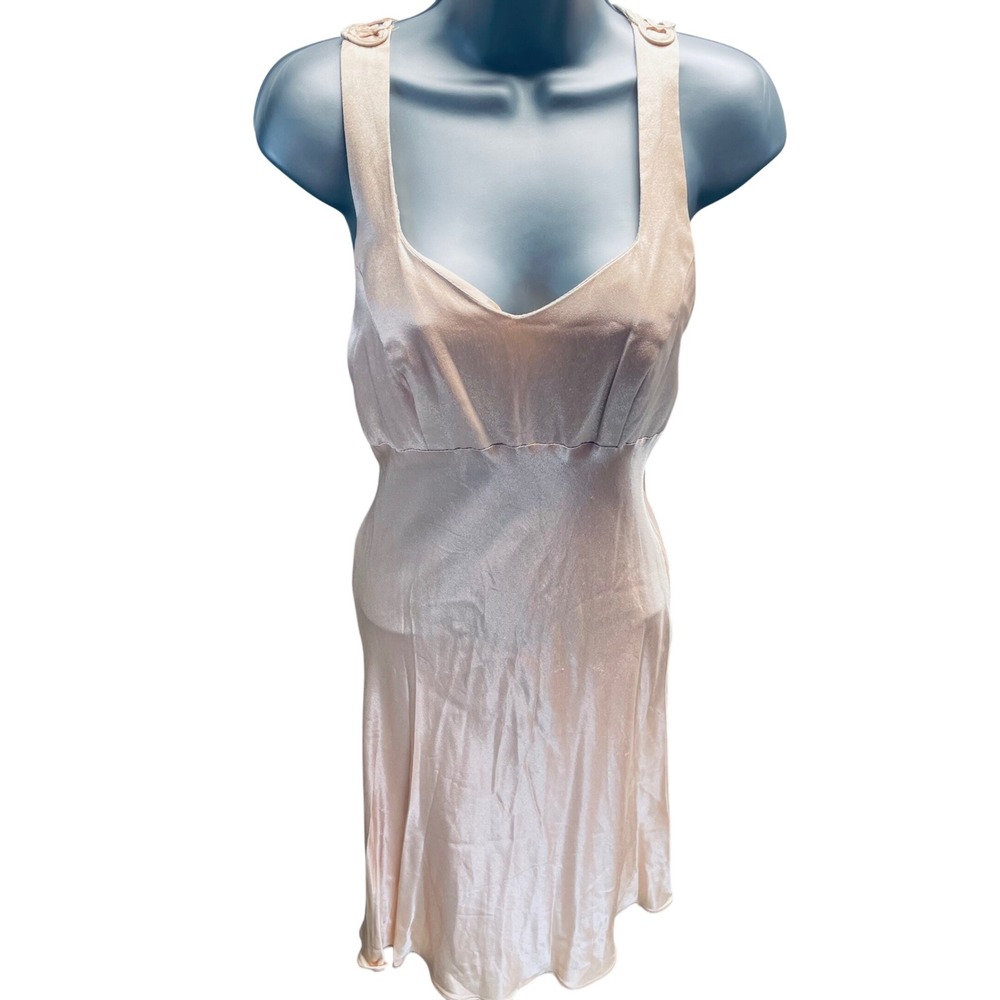 Y2K Slip Dress Women Satin‎ Champagne Glam Small Lattice Back Coquette Party
